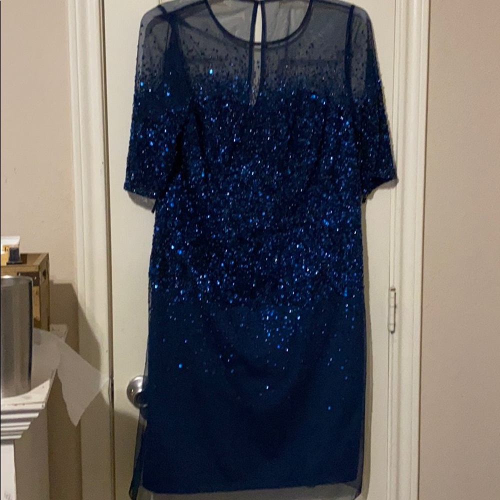 Adrianna Papell sequin blue gown